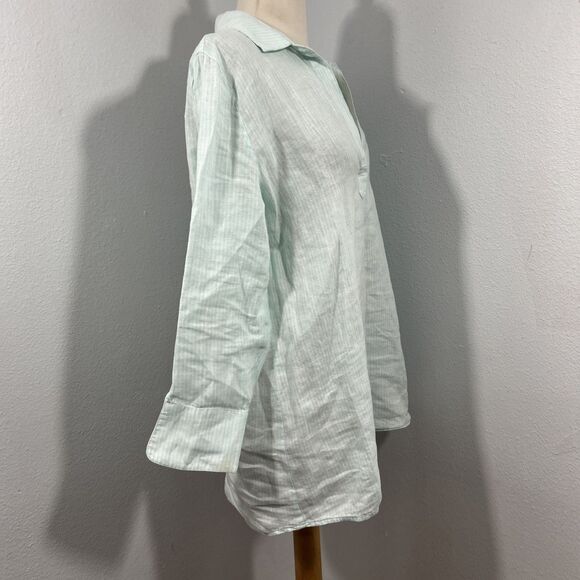 Vineyard Vines Top Women S Mint Stripe Linen Resort Beachy Preppy Nautical - Picture 4 of 10